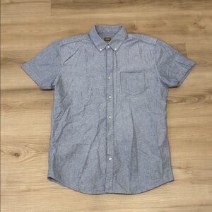 Men's Small Common People Button Up  Blue Short Sleeve Shirt